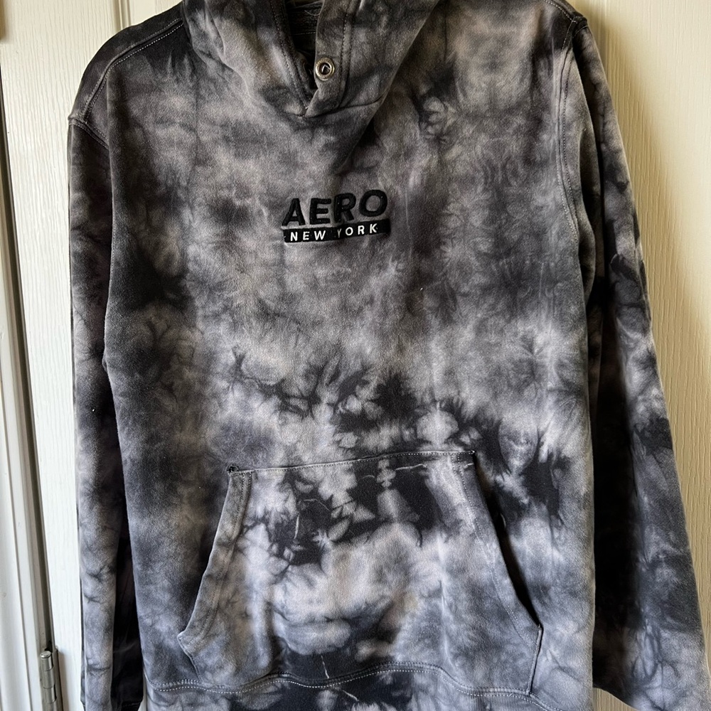 Aeropostale Gray Tie-Dye Hoodie Med